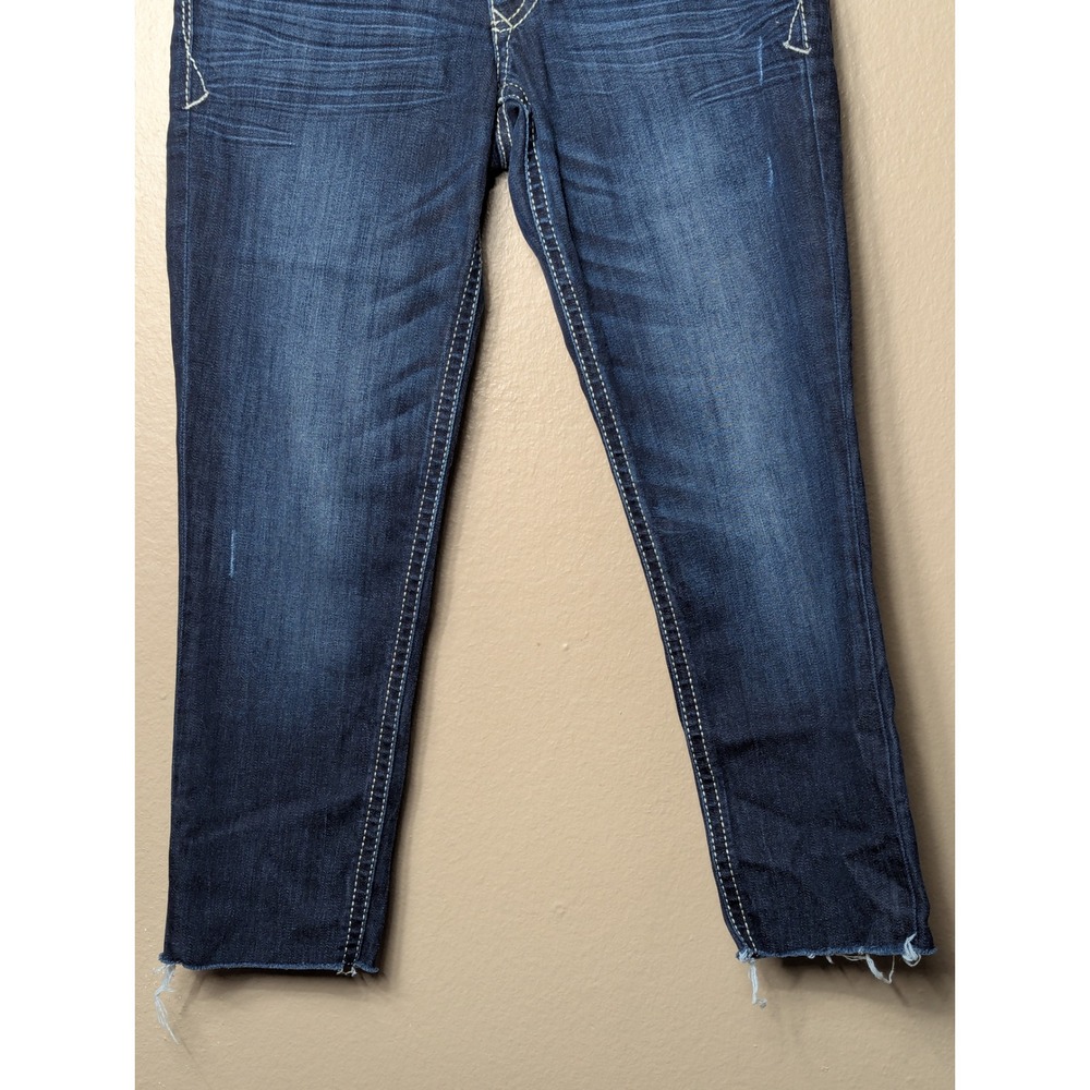 Express Stella Low Rise Legging Jeans Women 6R Blue Slim Thick Stitch Raw Hem - Picture 4 of 13